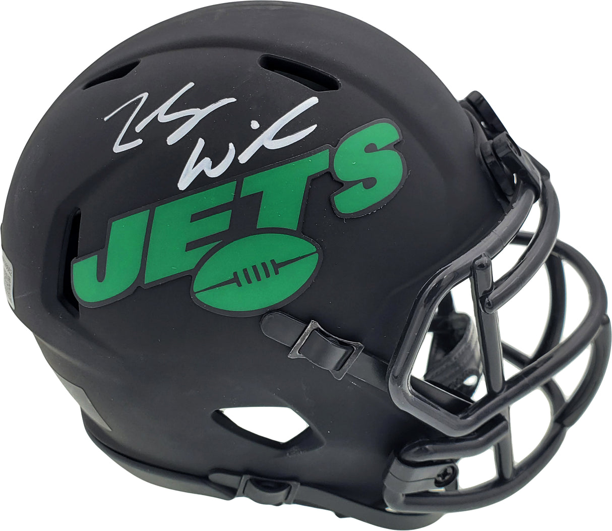 Zach Wilson Autographed New York Jets Eclipse Black Speed Mini Helmet Beckett BAS QR Stock #194723