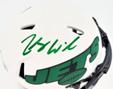 Zach Wilson Autographed New York Jets Lunar Eclipse White Speed Mini Helmet Beckett BAS QR Stock #194722