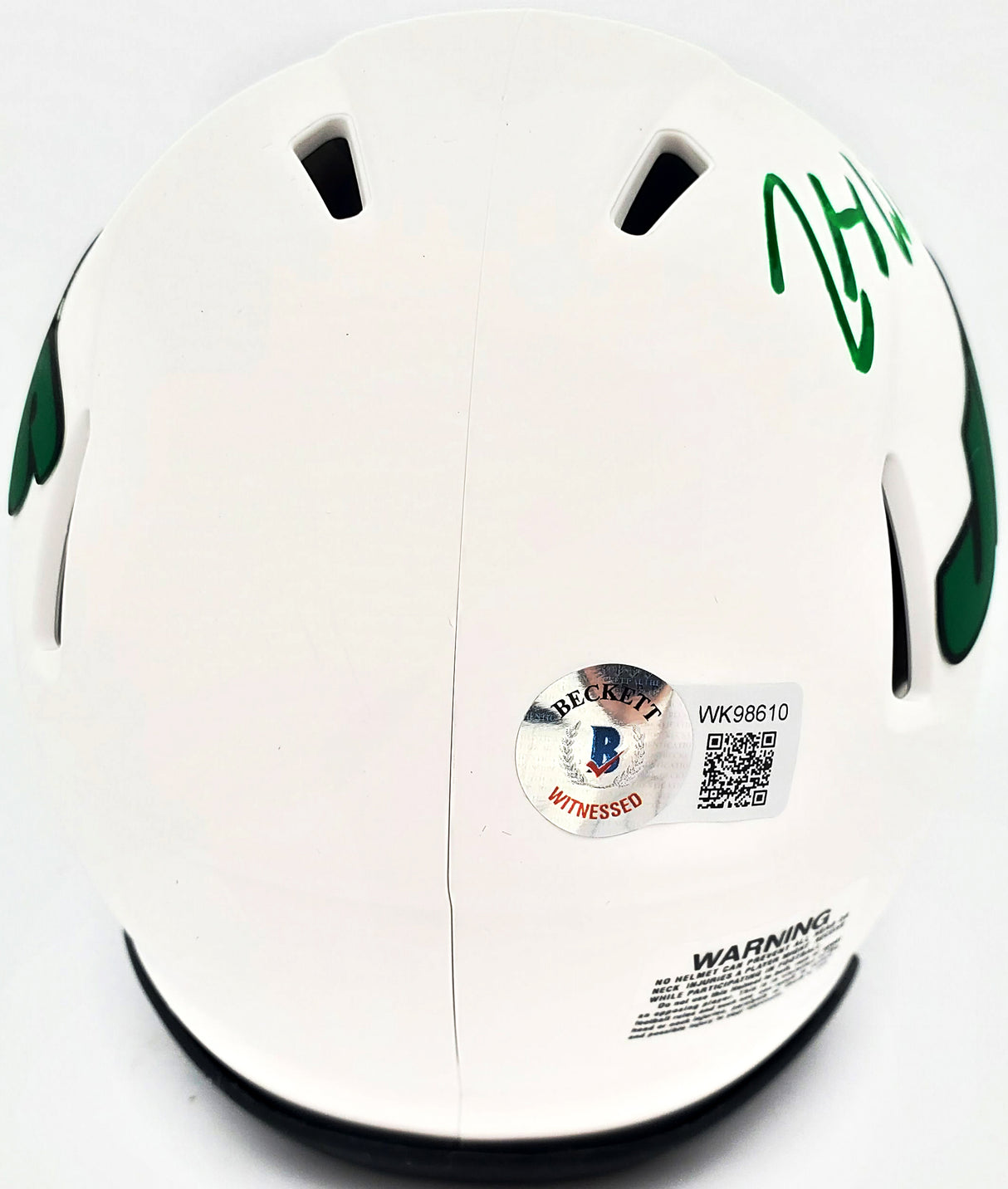 Zach Wilson Autographed New York Jets Lunar Eclipse White Speed Mini Helmet Beckett BAS QR Stock #194722