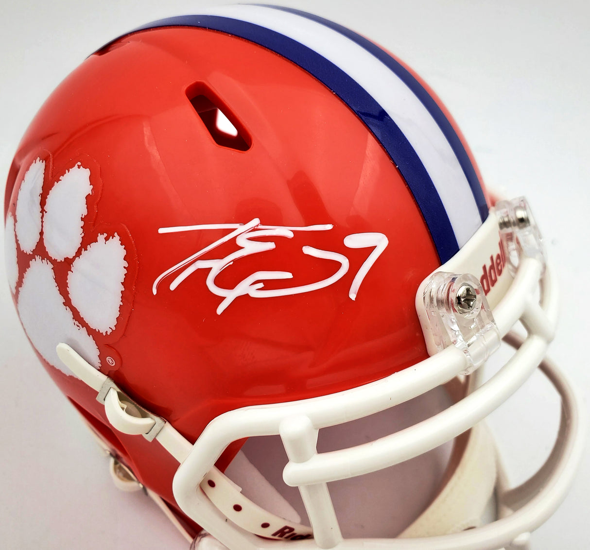 Travis Etienne Autographed Clemson Tigers Orange Replica Speed Mini Helmet Beckett BAS Stock #193989