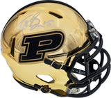 Drew Brees Autographed Purdue Boilermakers Chrome Gold Speed Mini Helmet Beckett BAS Stock #191123