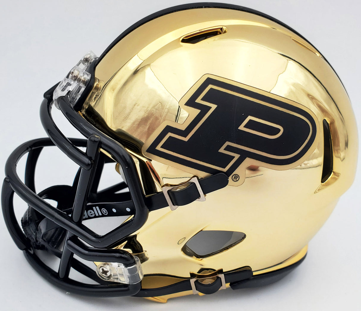 Drew Brees Autographed Purdue Boilermakers Chrome Gold Speed Mini Helmet Beckett BAS Stock #191123