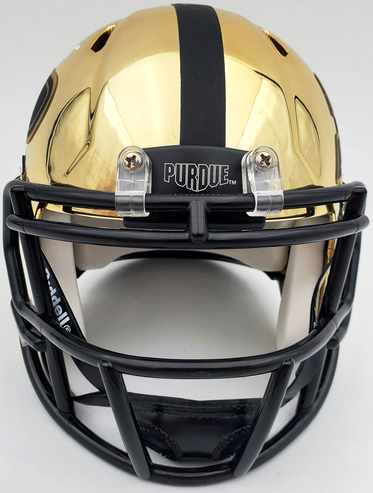 Drew Brees Autographed Purdue Boilermakers Chrome Gold Speed Mini Helmet Beckett BAS Stock #191123