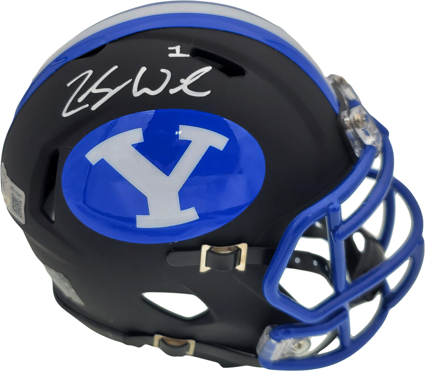 Zach Wilson Autographed BYU Cougars Black Speed Mini Helmet Beckett BAS Stock #191115