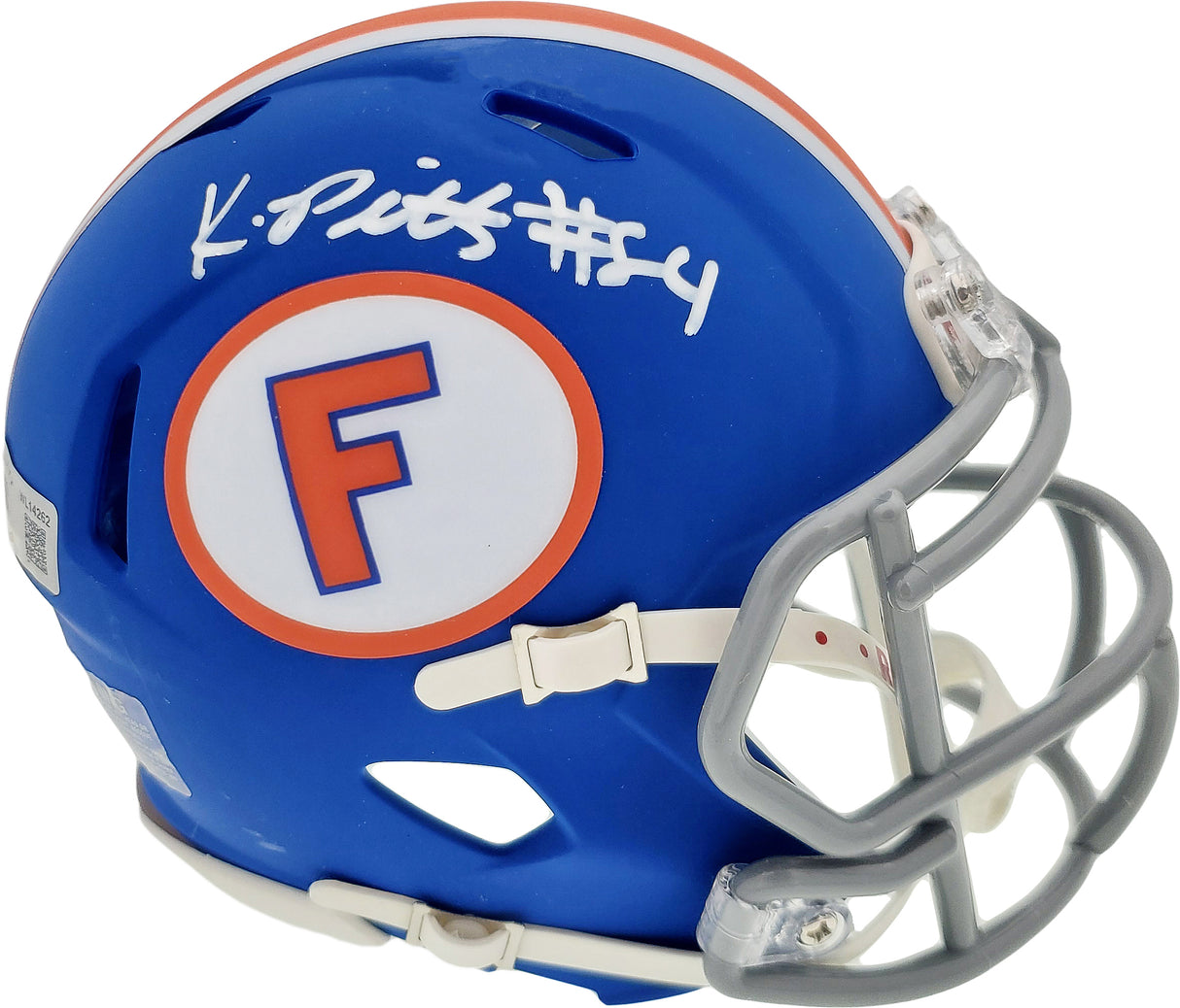 Kyle Pitts Autographed Florida Gators Flat Matte Blue Speed Mini Helmet Beckett BAS Stock #189800