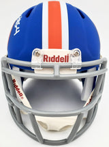 Kyle Pitts Autographed Florida Gators Flat Matte Blue Speed Mini Helmet Beckett BAS Stock #189800