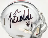 Justin Fields Autographed Ohio State Buckeyes Silver Speed Mini Helmet Beckett BAS Stock #189797