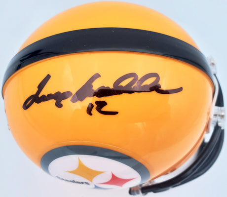 Terry Bradshaw Autographed Pittsburgh Steelers Yellow Mini Helmet Beckett BAS Stock #185874