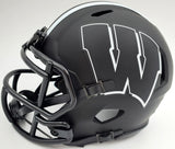 Russell Wilson Autographed Wisconsin Badgers Black Eclipse Speed Mini Helmet RW Holo & Beckett BAS Stock #182238