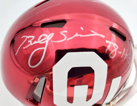 Billy Sims Autographed Oklahoma Sooners Chrome Speed Mini Helmet "78 Heisman" Beckett BAS Stock #149118