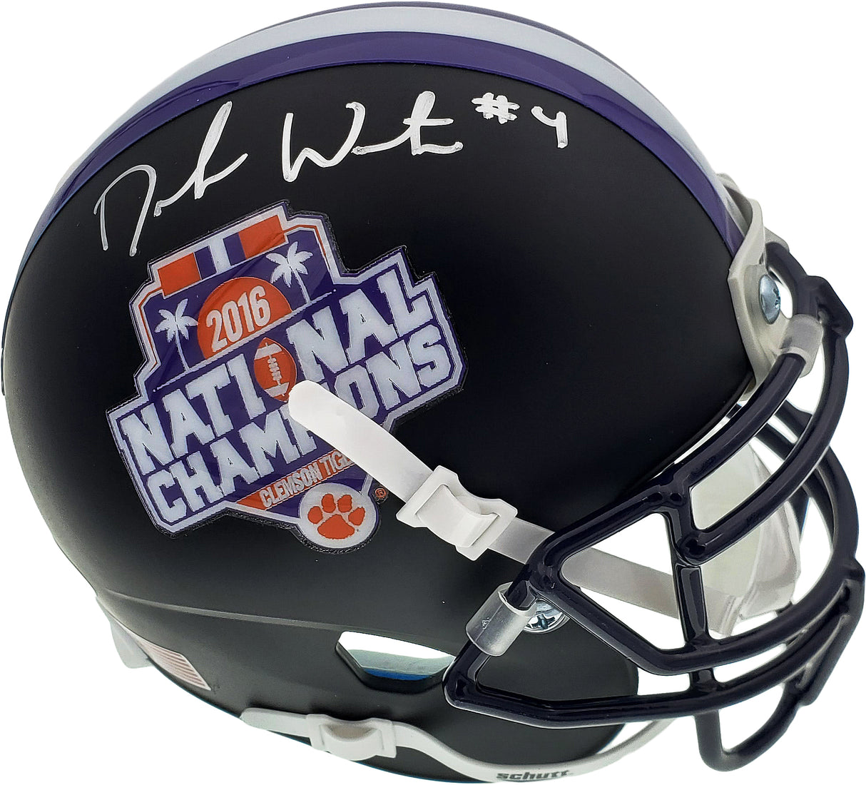 Deshaun Watson Autographed Clemson Tigers Matte Black National Champs Logo Mini Helmet Beckett BAS Stock #113702