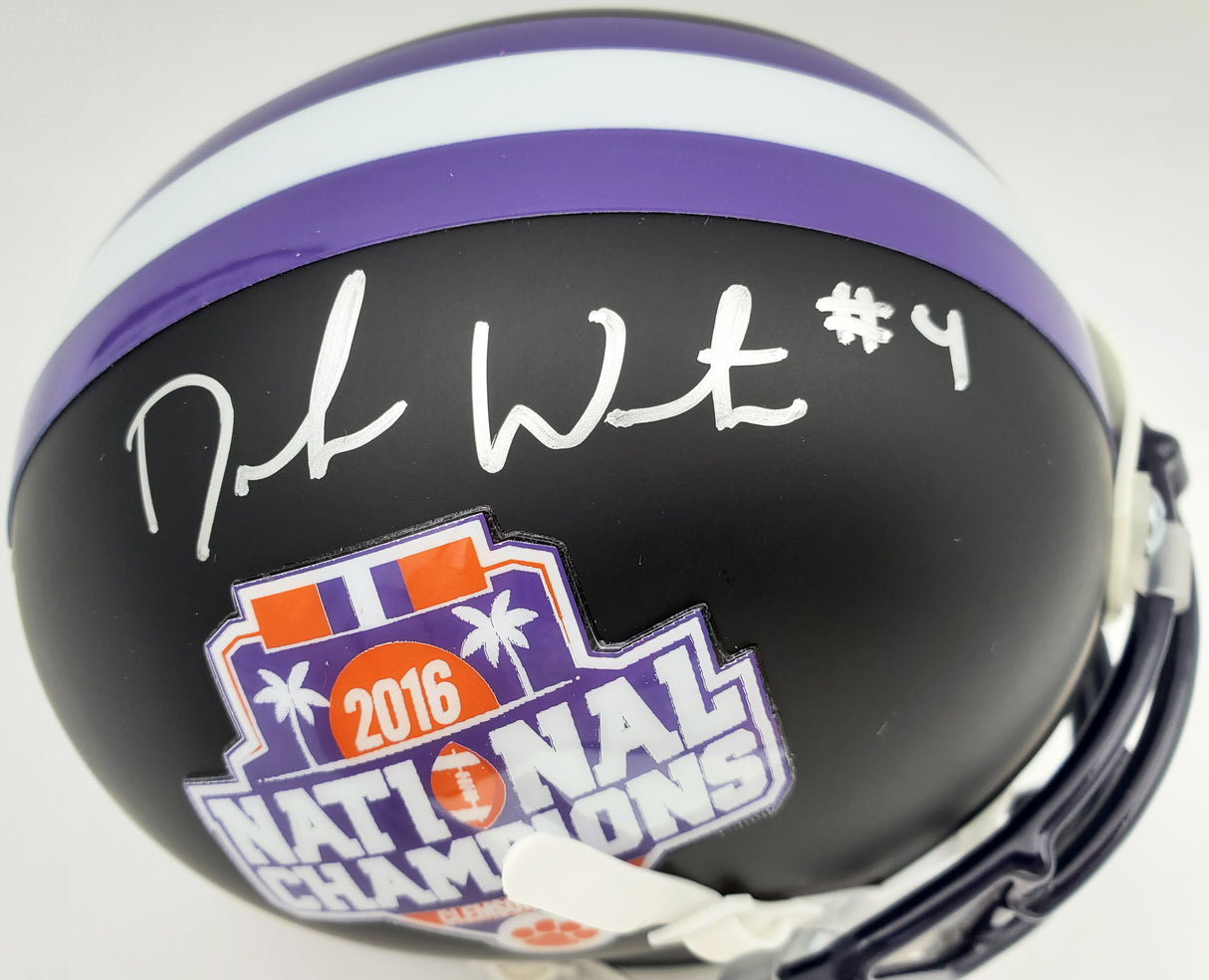 Deshaun Watson Autographed Clemson Tigers Matte Black National Champs Logo Mini Helmet Beckett BAS Stock #113702