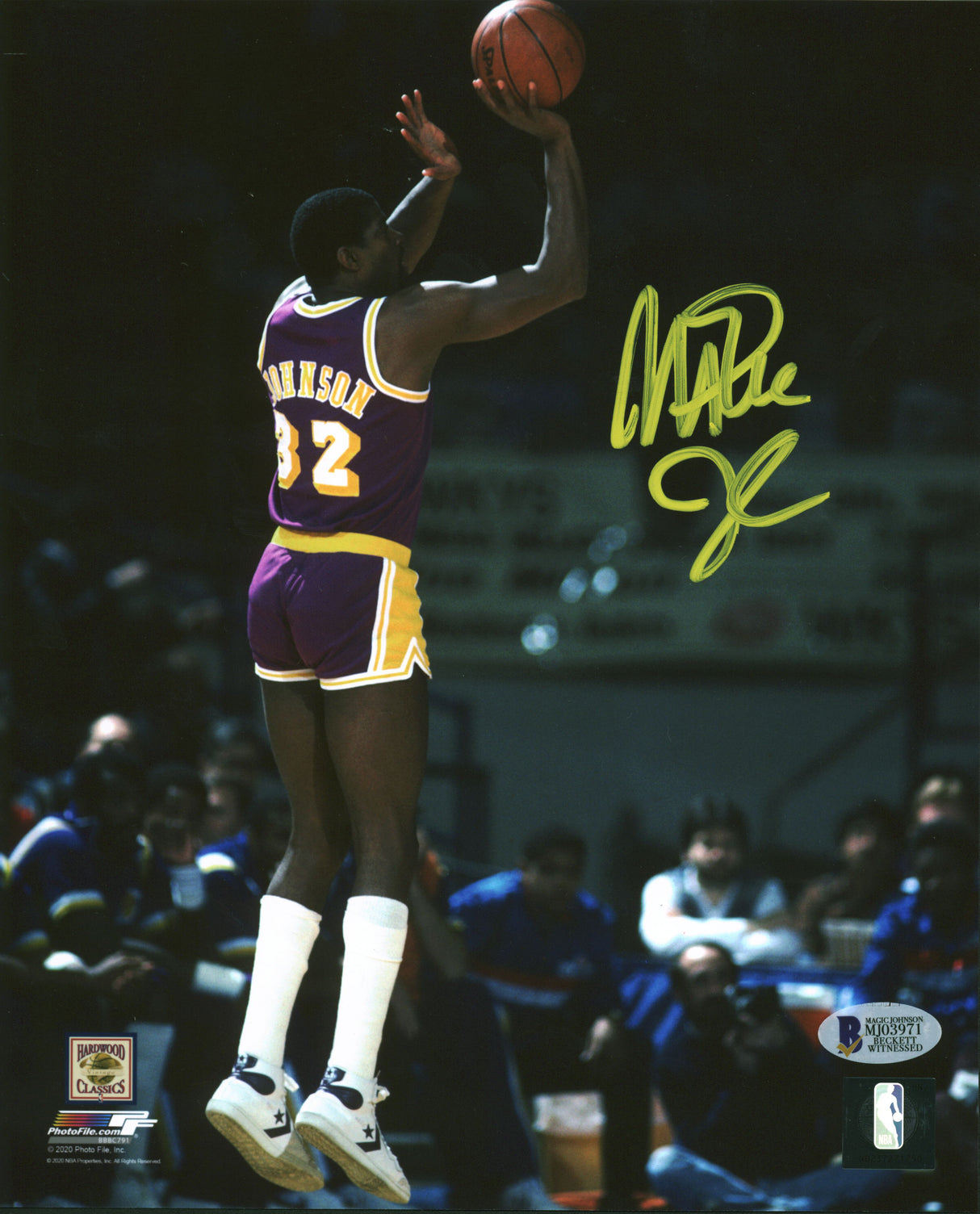 Lakers Magic Johnson Authentic Signed 8x10 Vertical Shooting Photo BAS Witnessed