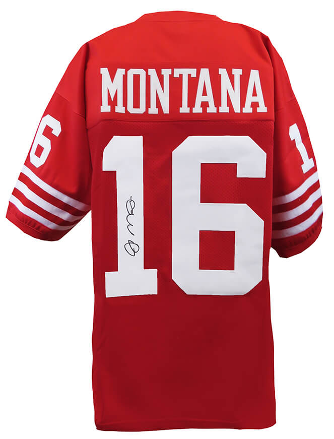 Joe Montana Signed Red T/B Custom Football Jersey