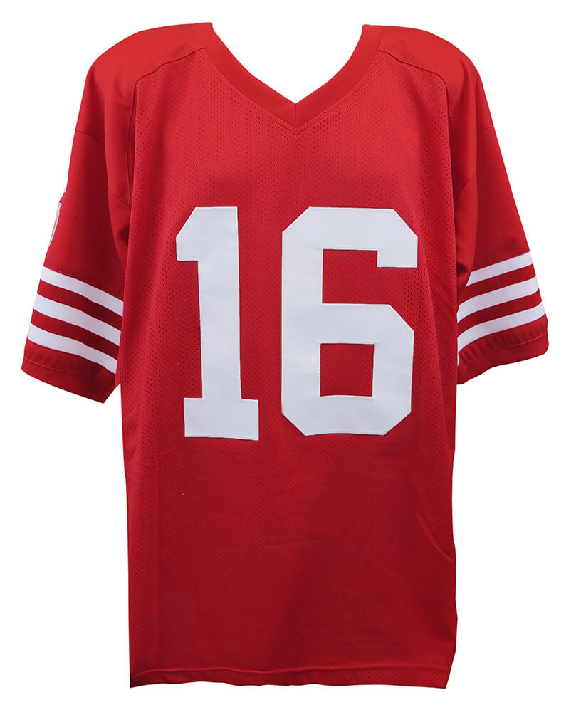 Joe Montana Signed Red T/B Custom Football Jersey