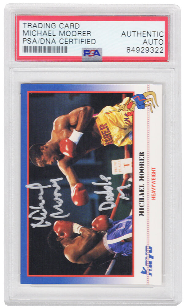 Michael Moorer Signed 1991 Kayo Boxing Trading Card #207 w/Double M - (PSA Encapsulated)