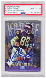 Randy Moss Signed Vikings 1998 Topps Finest Rookie Card #135 (PSA/DNA Encapsulated - Auto Grade 10)