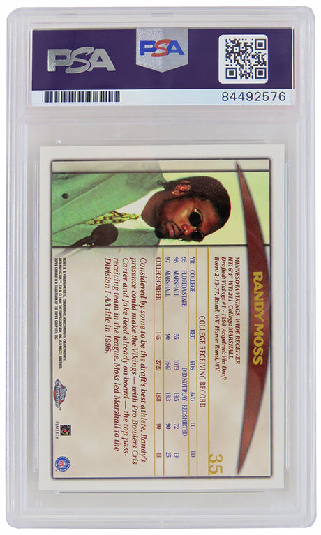 Randy Moss Signed Vikings 1998 Topps Chrome Rookie Card #35 (PSA/DNA Encapsulated - Auto Grade 10)