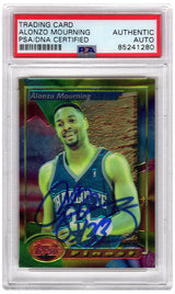 Alonzo Mourning Signed Charlotte Hornets 1993-94 Topps Finest Basketball Trading Card #201 - (PSA Encapsulated)