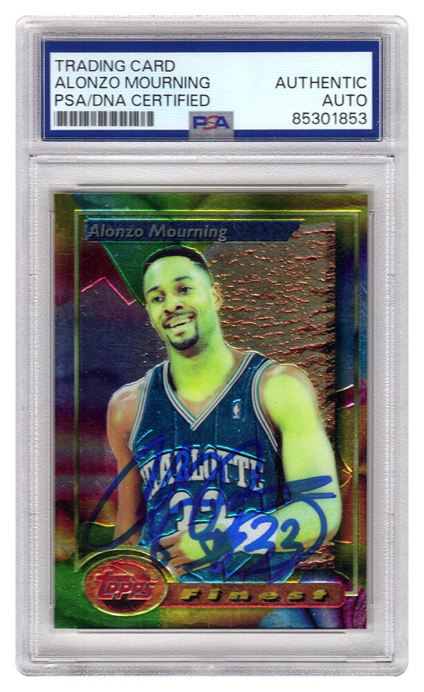 Alonzo Mourning Signed 1993-94 Topps Finest Basketball Card #201 - (PSA Encapsulated)