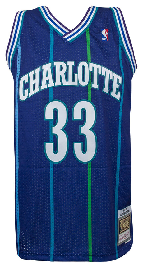 Alonzo Mourning Signed Charlotte Hornets Throwback 1994 Purple M&N Swingman Basketball Jersey