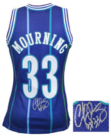 Alonzo Mourning Signed Charlotte Hornets Throwback 1994 Purple M&N Swingman Basketball Jersey