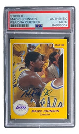 Magic Johnson Signed LA Lakers 1986 Star #1 Trading Card PSA/DNA - Sports Integrity