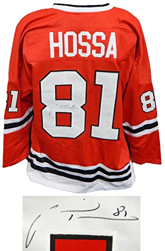 Marian Hossa Signed Red Custom Hockey Jersey