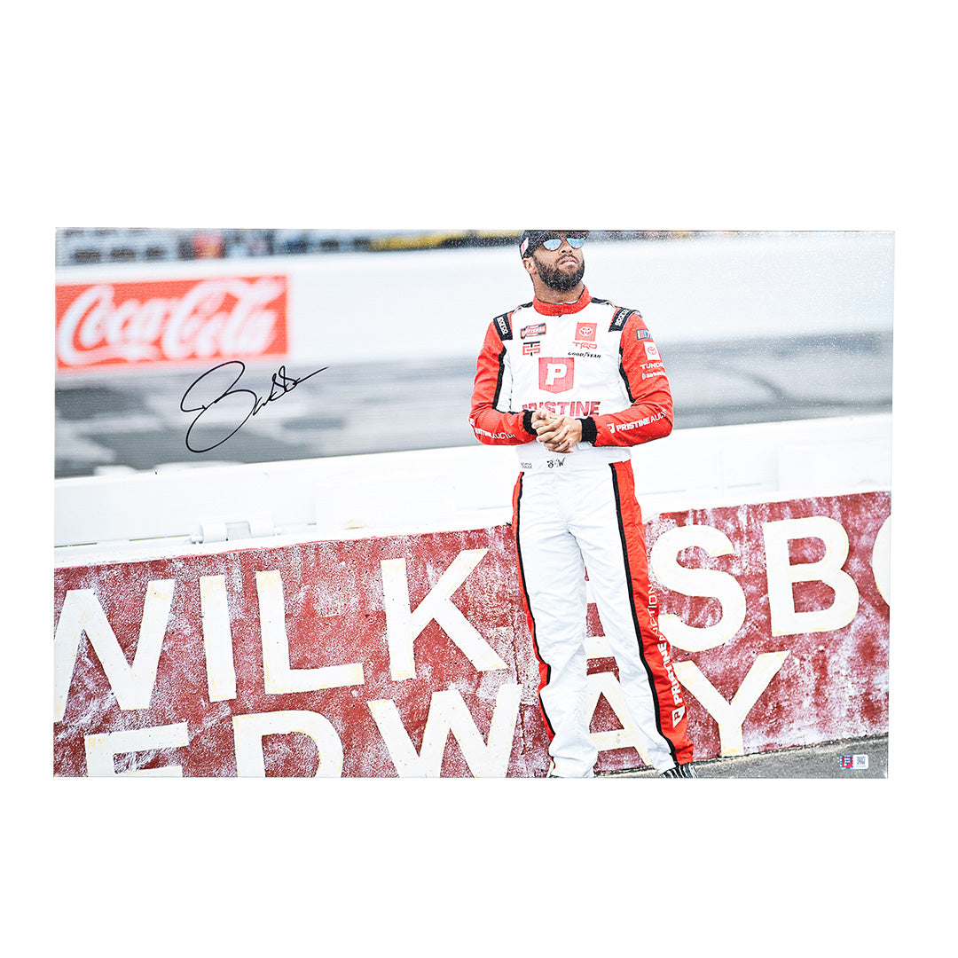 Bubba Wallace Signed NASCAR Pristine Auction Fire Suit 20x30 Gallery Wrapped Photo on SpeedCanvas (PA)