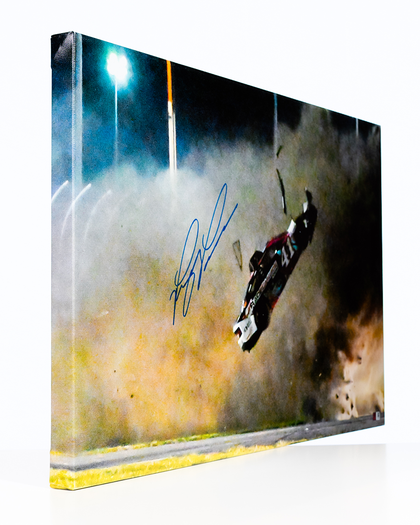 Ryan Preece Signed 2023 Daytona Crash Photo – 20x30 Canvas (COA)