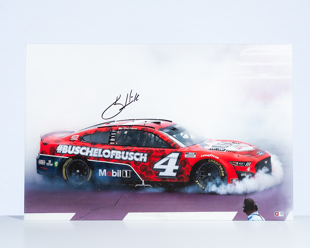 Kevin Harvick Signed 2022 Busch Light Apple 20x30 Burnout Photo Canvas