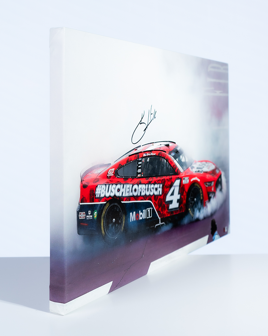 Kevin Harvick Signed 2022 Busch Light Apple 20x30 Burnout Photo Canvas