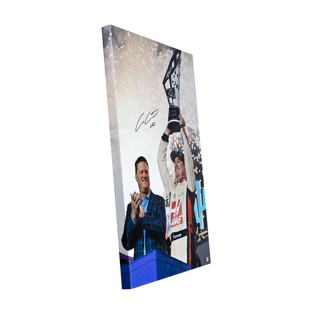 Cole Custer Signed 2023 NASCAR Xfinity Series Championship Celebration 30x20 Gallery Wrapped Photo on SpeedCanvas (PA)