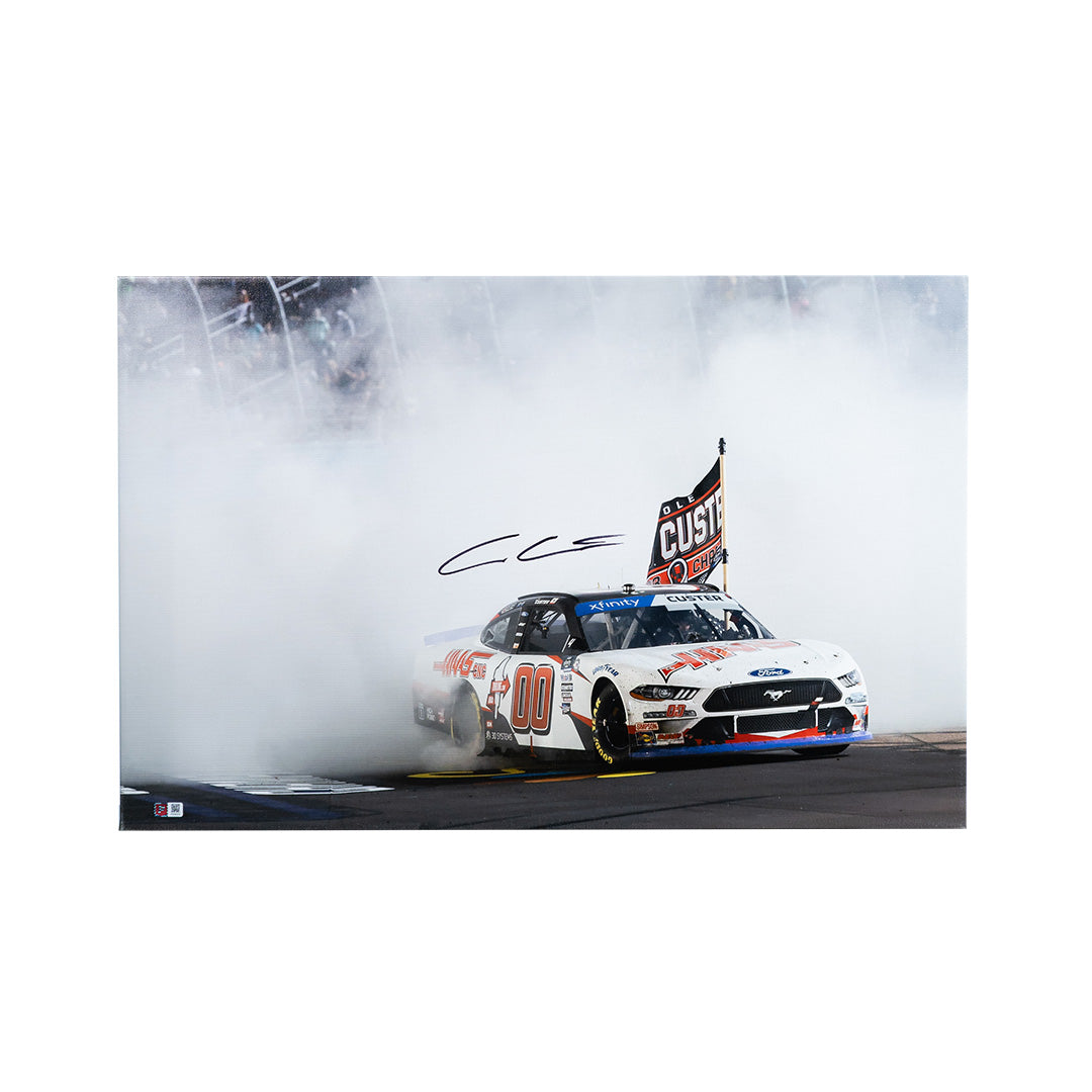 Cole Custer Signed 2023 NASCAR Xfinity Series Championship Burnout 20x30 Gallery Wrapped Photo on SpeedCanvas (PA)