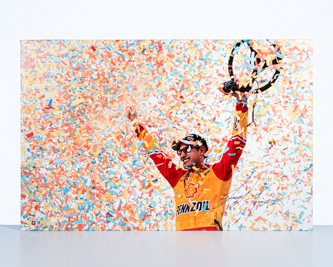 Joey Logano Signed 2022 Championship Steering Wheel 20x30 Canvas Photo (PA)