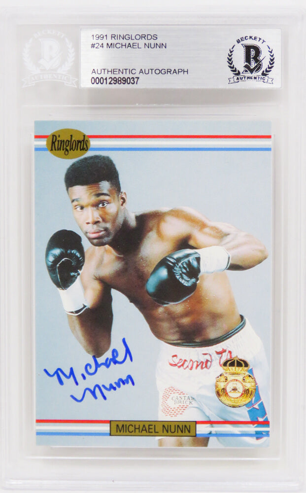 Michael Nunn Signed 1991 Ringlords Boxing Trading Card #24 - (Beckett Encapsulated)