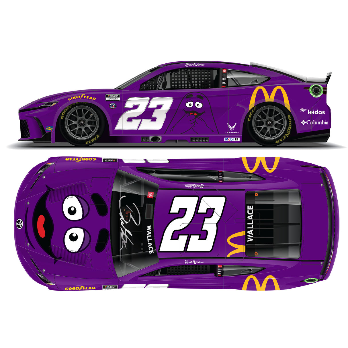 PRE-ORDER Bubba Wallace Signed 2024 McDonald's Grimace 1:24 Diecast (PA)