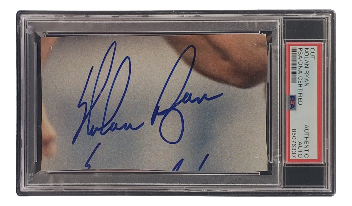 Nolan Ryan Signed Slabbed Texas Rangers Cut Signature PSA/DNA 85076337 - Sports Integrity