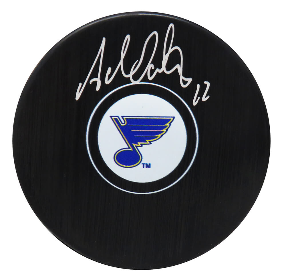 Adam Oates Signed St Louis Blues Logo Hockey Puck