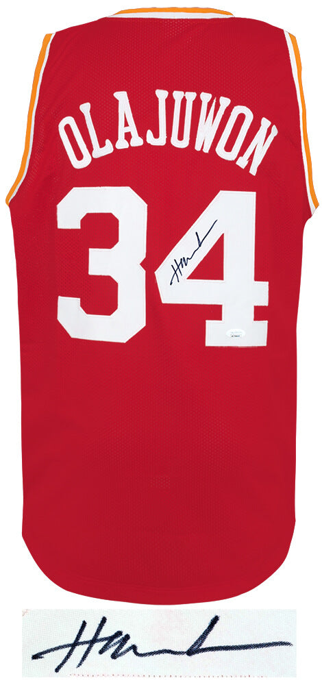 Hakeem Olajuwon Signed Red 'The Dream' Throwback Custom Basketball Jersey - (JSA COA)