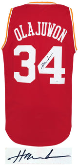 Hakeem Olajuwon Signed Red 'The Dream' Throwback Custom Basketball Jersey - (JSA COA)