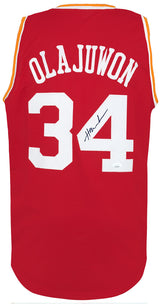 Hakeem Olajuwon Signed Red 'The Dream' Throwback Custom Basketball Jersey - (JSA COA)