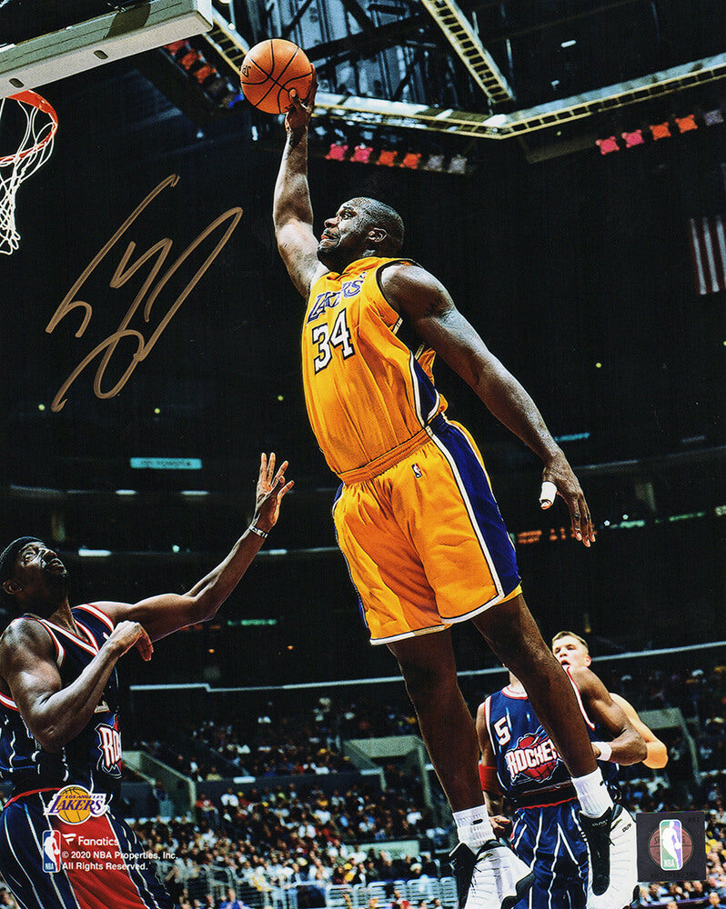 Shaquille O'Neal Signed Los Angeles Lakers Action vs Rockets 8x10 Photo