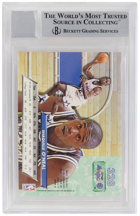 Shaquille O'Neal Signed Orlando Magic 1992-93 Fleer Ultra Rookie Card #328 (Beckett / Auto Grade 10)