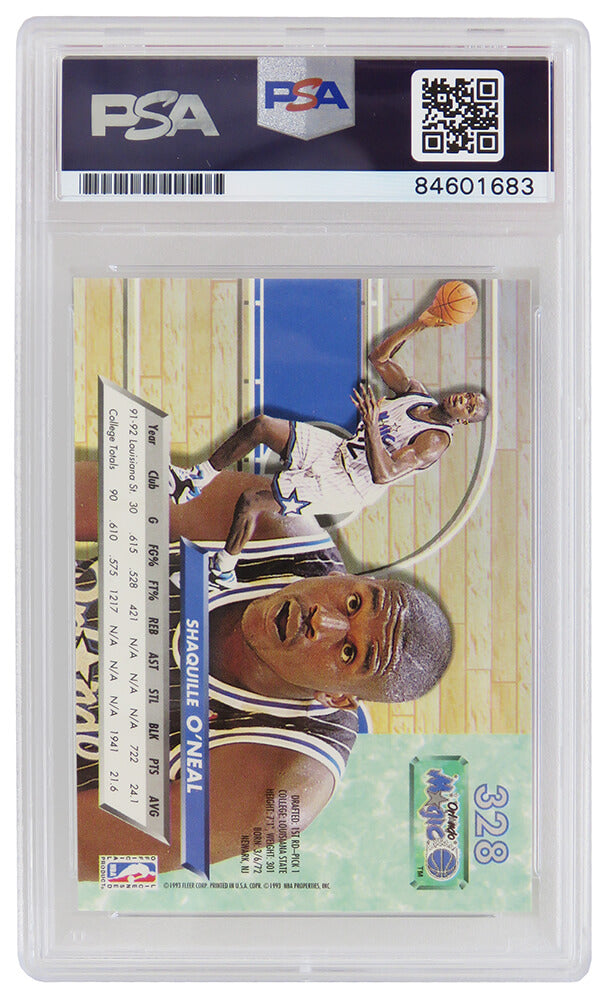 Shaquille O'Neal Signed Orlando Magic 1992-93 Fleer Ultra Rookie Card #328 - (PSA/DNA / Auto Grade 10)