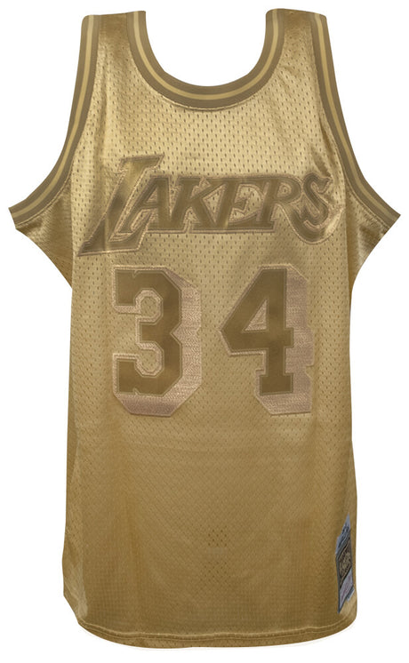 Shaquille O'Neal Signed Los Angeles Lakers Mitchell & Ness Gold NBA Swingman Basketball Jersey