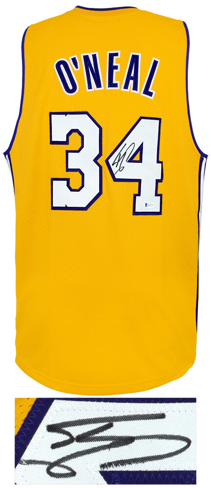 Shaquille O'Neal Signed Gold Custom Basketball Jersey - (Beckett)