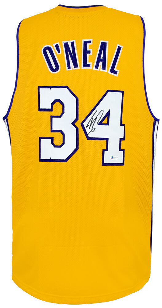 Shaquille O'Neal Signed Gold Custom Basketball Jersey - (Beckett)