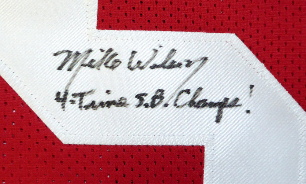 San Francisco 49ers Mike Wilson Autographed Red Jersey "4X SB Champs!" PSA/DNA Stock #104071