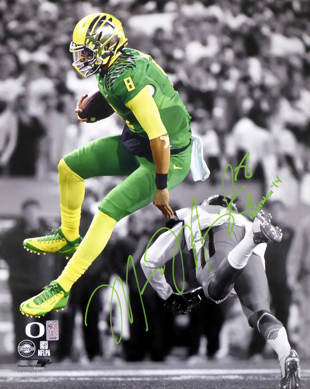 Marcus Mariota Autographed 16x20 Photo Oregon Ducks "Heisman 14" MM Holo #18085